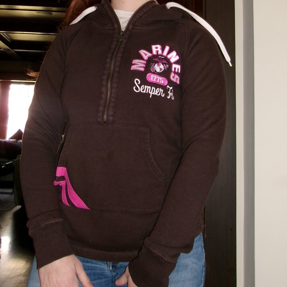 ULTRA RARE Y2K PINK AND BROWN USMC HOODIE